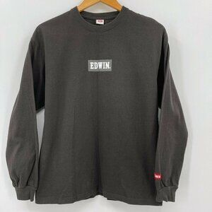 Edwin Vintage Black Spellout Box Logo Long Sleeve T Shirt Made in Japan